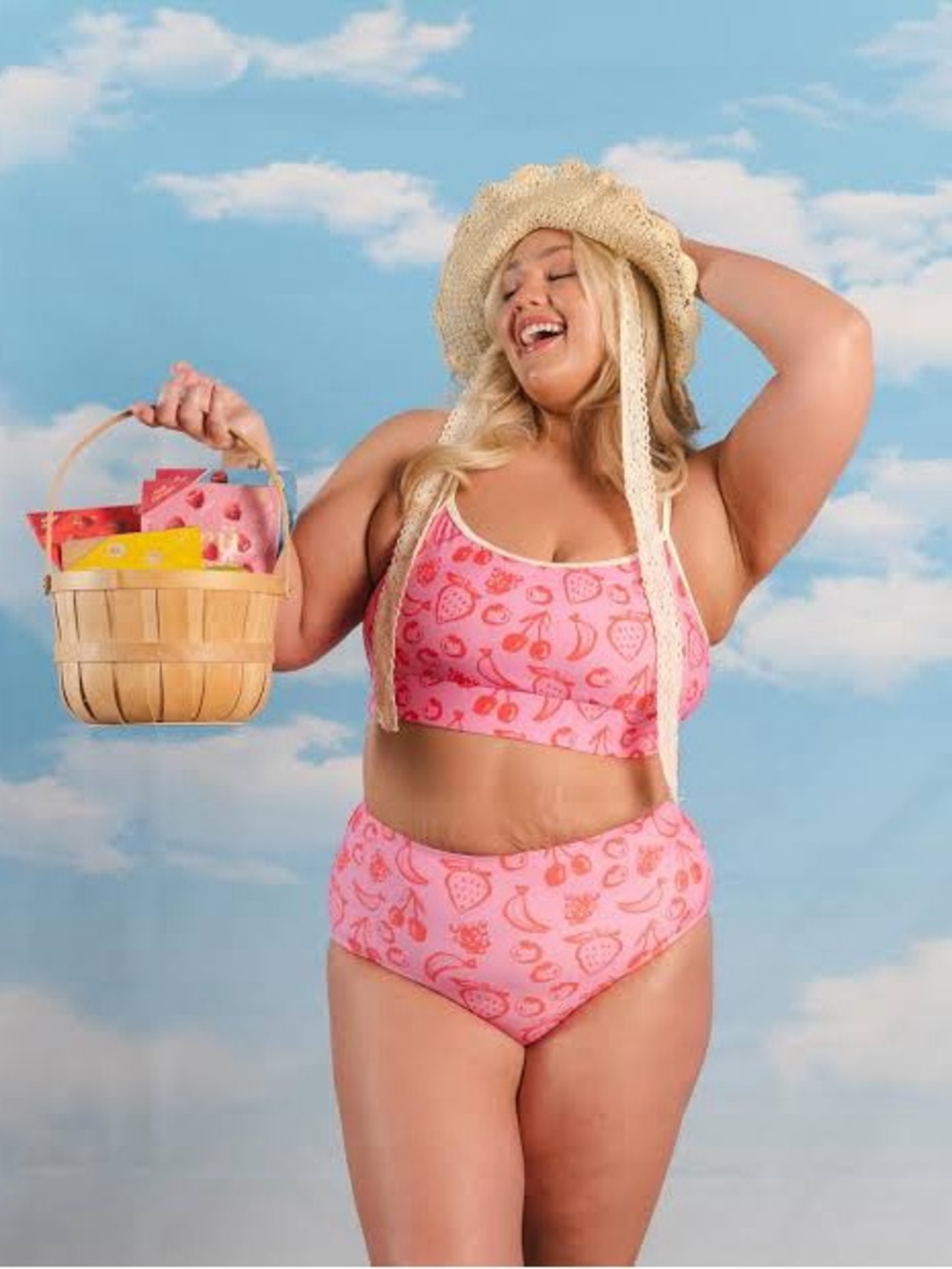 Lime Ricki Pink and Red Fruit Print Two Piece Swimsuit